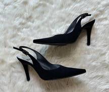 Black Slingback Pointed Toe Pumps Women's 8B