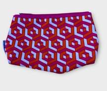 Clinique Makeup cosmetic travel zip pouch bag geometric rectangles red & white