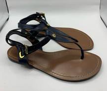 Lauren Ralph Lauren slingback flat sandals navy blue size 8B