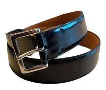 MOSCHINO RedWall Genuine Leather Belt Black Italy Silver Buckle Size 44 Small