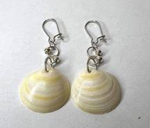 Genuine Handcrafted Seashell Dangle Earring Yellow Orange Hue Brand New