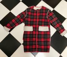 Red & Black Buffalo Check Plaid Shearling Jacket Fleece sz Small