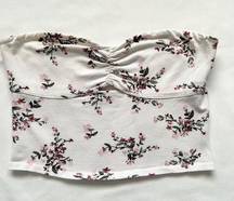 Heart and Hips Hearts & Hips White Floral Cottagecore Bandeau Cut Out Strapless Crop Top MED