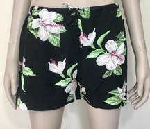 Black Tropical Floral Shorts