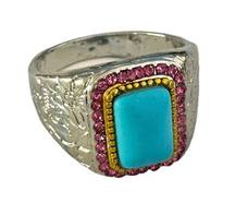 Boutique Chunk Ring Boho Costume Jewelry Turquoise Pink Silver 14