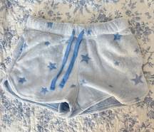 plush fuzzy lounge star blue shorts