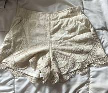 Ivory Boho Crotchet Lace Shorts