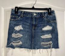 H&M Distressed Denim Skirt Size 4.  2301