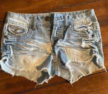 Frayed Hem Denim Short Shorts