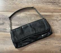 Ann Taylor Black Crocodile Embossed Chain Leather Small Bag Purse