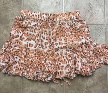 Orange And white Printed Mini Skirt 