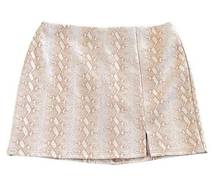 Honey Belle Tan Cream Snakeskin Print Stretch Mini Skirt Size Large