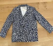 Lavender Brown Animal Print Blazer in Navy & Ivory