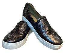 Naturalizer Carly 3 black leather oil slick iridescent slip on sneaker