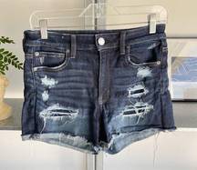 American Eagle  distressed high rise stretch shorts