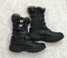 Totes Bunny Waterproof Faux Fur Puffer Quilted Snow Boots Black 11