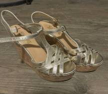 Wedge Metallic Gold Heel