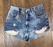 Classiques Entier Cutoff Jean Metal Studs Shorts