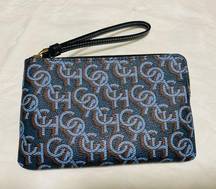 Coach NWOT  canvas wristlet wallet blue