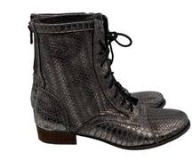 Gianni Bini  leather snake print foil combat boot size 10