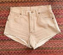 Wrangler VINTAGE  TAN OATMEAL CUT OFF DENIM SHORTS