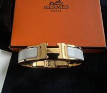 Hermes White Clic H Bracelet