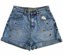 Leopard Sequined High Waist Denim Shorts