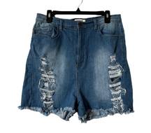 Women’s Shorts Medium Wash Super High Waisted Distressed Size 3X