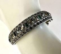 Allco silver green rhinestone bangle 
 hinged bracelet