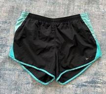 Nike  Dri Fit Black Aqua Blue Tempo Athletic Running Shorts Medium