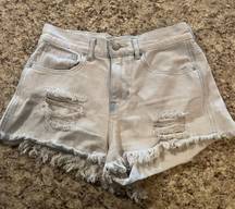 Bullhead Denim Co Off White Distressed High Rise Jean Shorts