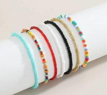 Boutique Colorful Beaded Boho Stackable Women's Bracelet Set 7 Piece Set