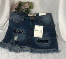 Monkey ride Denim jeans mini skirt Cut-off Blue Size Medium