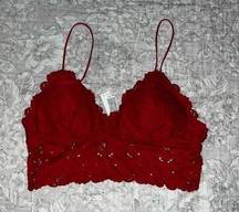 Forever 21 Red Floral Cropped Padded Bralette