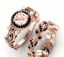 Gorgeous Rose Tone 2 Piece Ring and Band Set Size 8