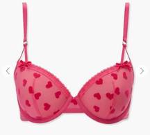 heart print underwire bra 