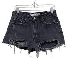 Lovers + Friends  Jack High Rise Denim Shorts Distressed Black Size 29