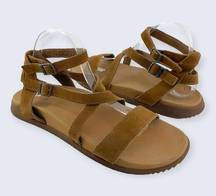 Chaco Rose Toffee Brown Suede Leather Adjustable Buckles Ankle Strappy Sandal 11