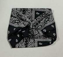 Black White Paisley Floral Bandana Print Winter Headband Wrap 🖤🤍