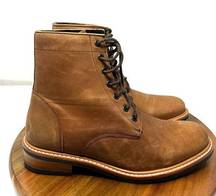 Nisolo All Weather Amalia Boots Womens Leather Lace Up Boots Tobacco Brown SZ 8