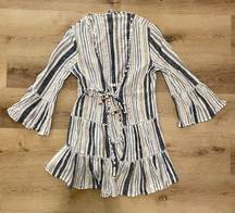 Striped Tie Cardigan M