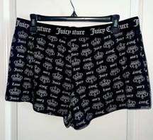 NWT Juicy Couture Black White Crown Pajama Shorts