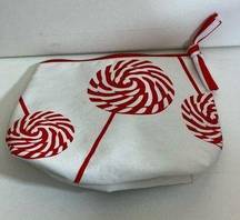 Clarins Red and White Peppermint Cosmetics Bag