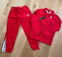 Kappa Authentic Shadow Skind Unisex Jacket and Cargo Pants in Red