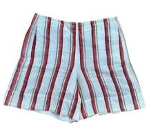 Loro Piana Women’s High Waist Antigua Striped Linen Shorts - White, Red 44IT 8US