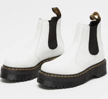 Dr. Martens  2976 Quad Platform Womens White Chelsea Boots