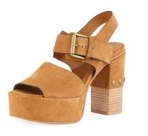 SEE BY CHLOE Stud-Heel Suede Platform Sandal Size: 37.5