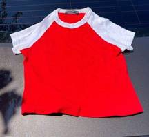 Brandy Melville XS red grey rubbed cropped T shirt