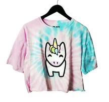 Black Matter  T Shirt Cartoon Unicorn Spiral Tie Dye Raw Hem Double Sided Graphic