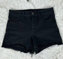 American Eagle  Hi-Rise Shortie Next Level Stretch Black Raw Hem Shorts Size 8